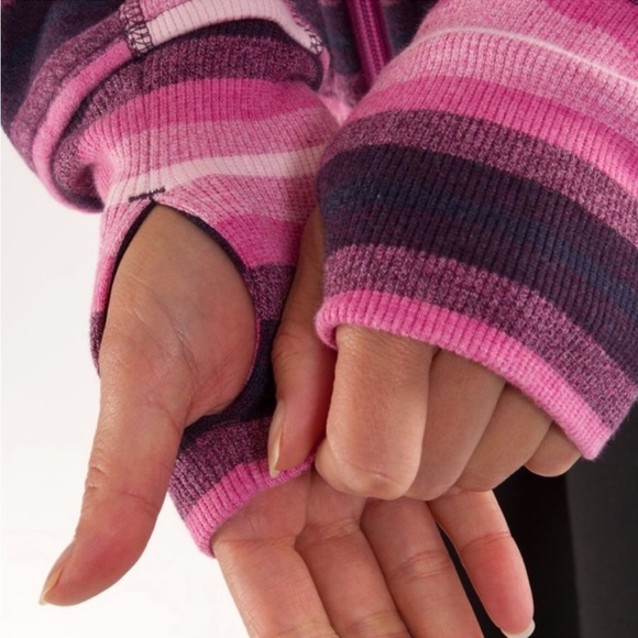 Lululemon Scuba Hoodie Stripes Pink Ombré Smoky Rose Vintage Rare Size 10 - Picture 3 of 12